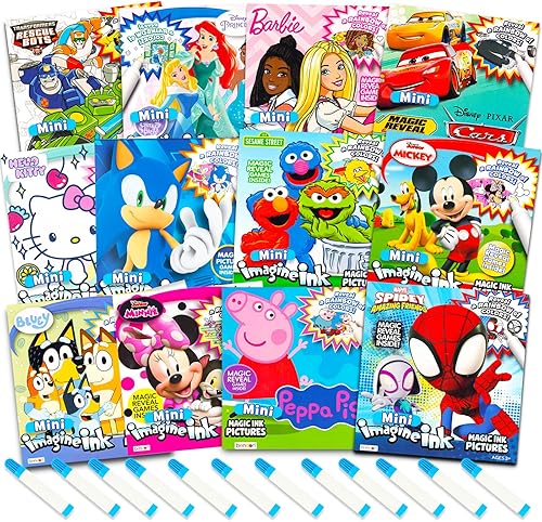 72 páginas para colorear sin desorden con mini marcadores sin ensuciar, paquete de actividades de tinta Imagine para niños pequeños, niños de 3, 4,