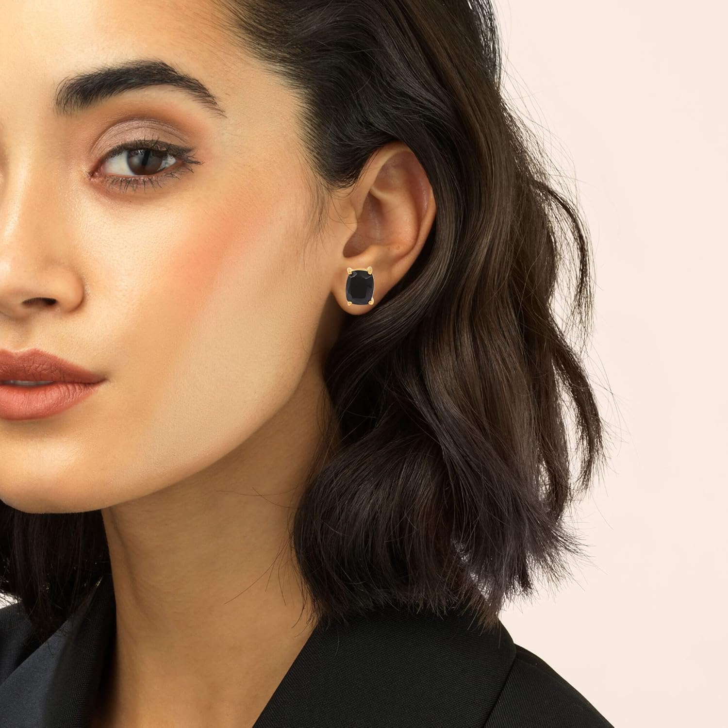 Women's 18K Gold Plated 8x10mm Princess Cut Gemstone Stud Earrings – Birthstone Jewelry for Her – Classic Cushion Studs