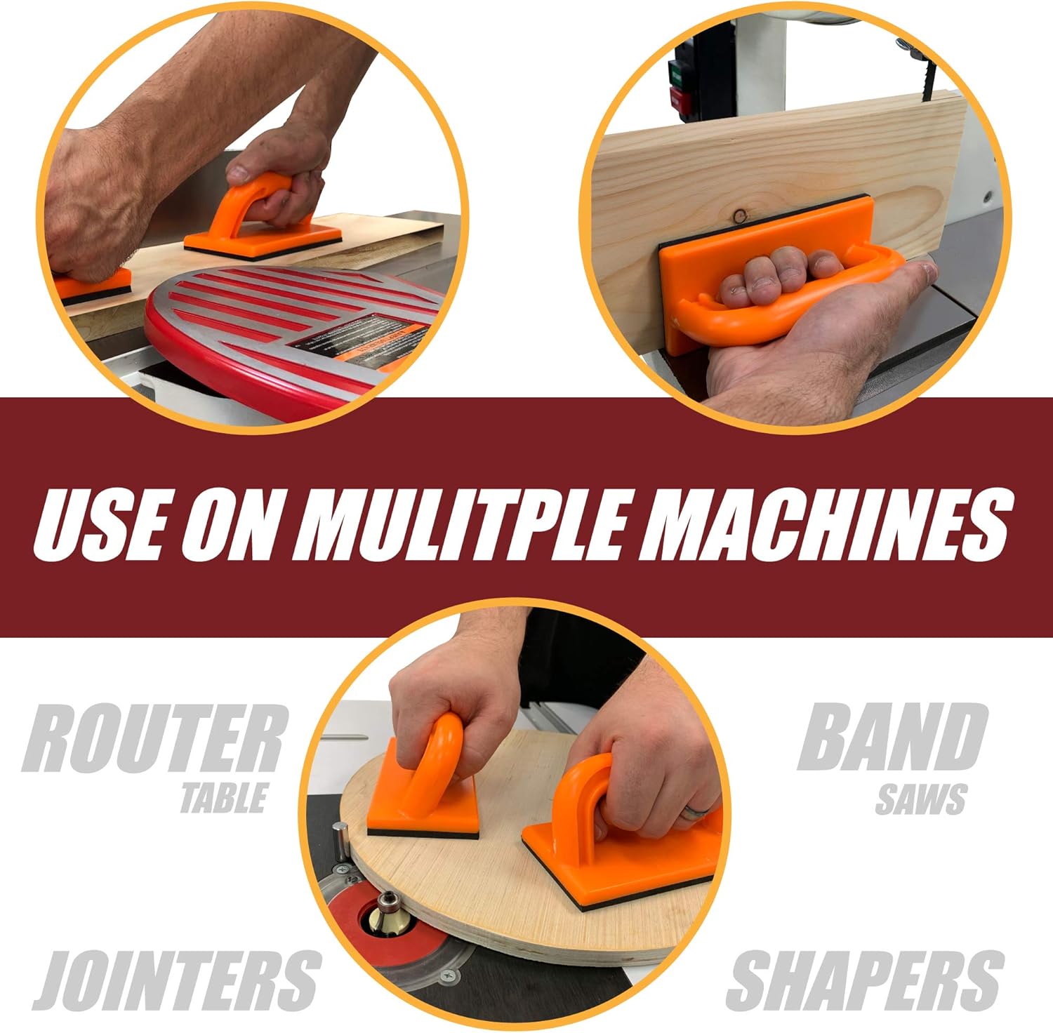 Fulton Safety Table Saw Push Blocks for Woodworking 2PK - Non-Slip Pad, Ergonomic Handle, Keep Your Hands Safe On Router Tables, Jointers, Shapers and Band Saws