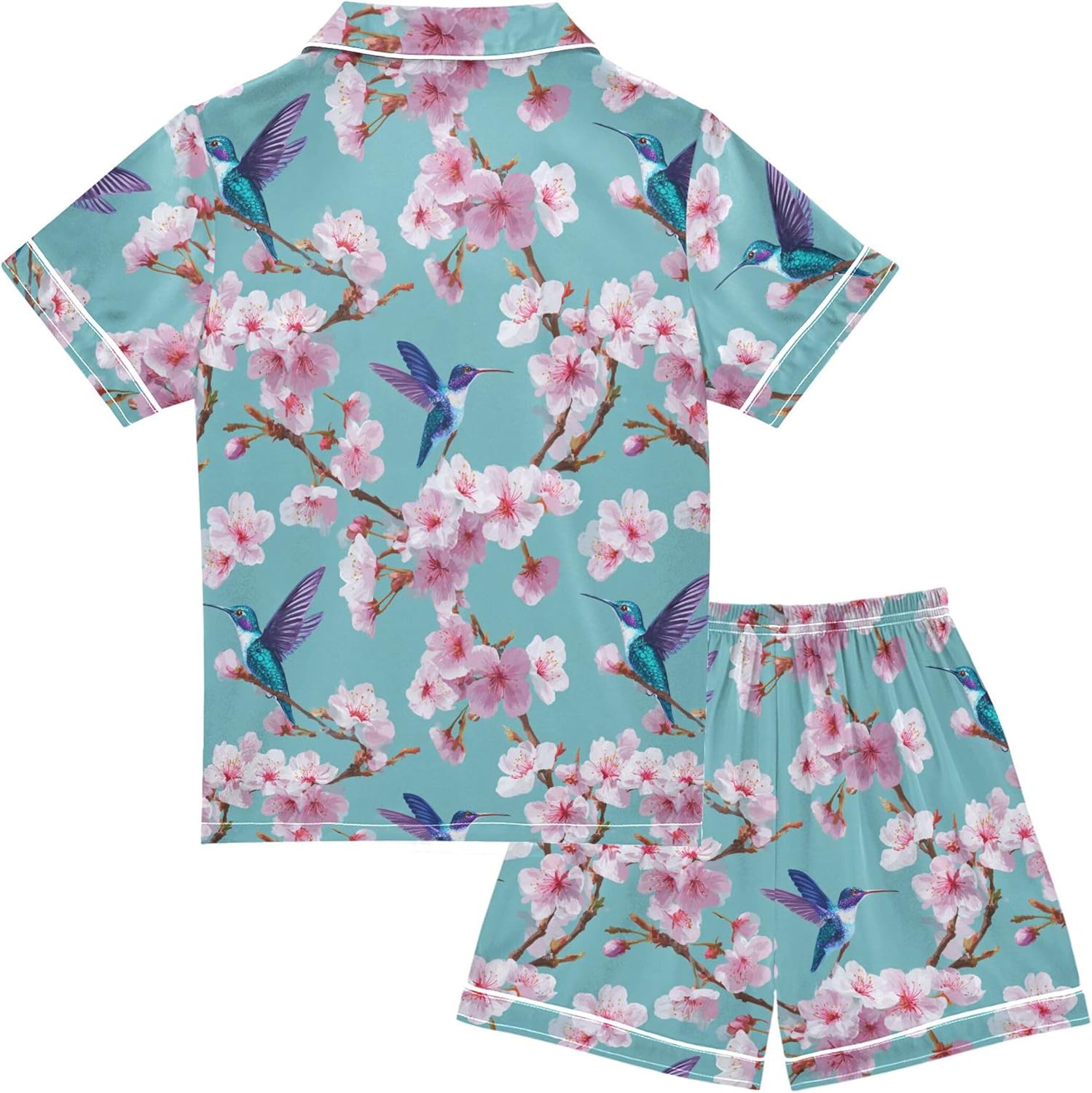Silk Pajama Sets Short Sleeve Pajamas Soft Sleepwear 2 Piece Pjs Set