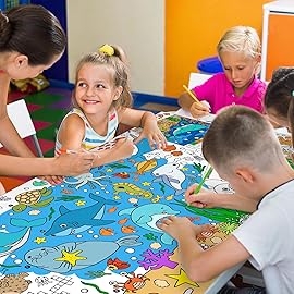 Gatherfun Under The Sea Party Giant Coloring Poster - 31.5x 72 Inches - Versatile Classroom Wall Dcor & Birthday Activity - Sea Animal Poster or Table Cover for School Parties and Special Events