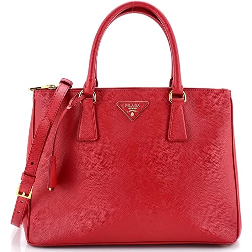 Prada, Pre-Loved Galleria Double Zip Tote Saffiano Leather Large, Red
