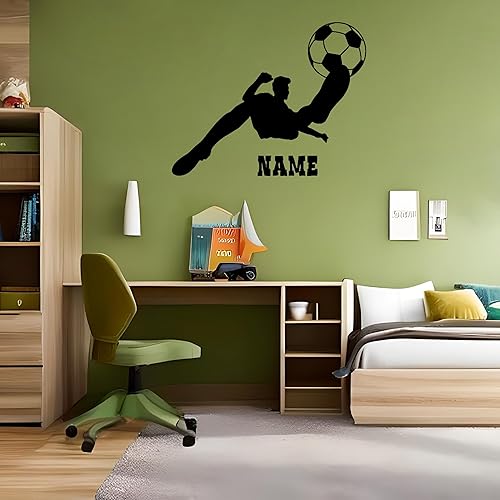 Miniatura 2 de Calcomanías personalizadas para pared de jugador de fútbol pateando, decoración de fútbol perfecta para habitación de niños y dormitorio deportivo,