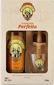 Kit Caipirinha Cachaça Artesanal Espírito de Minas 700ml com Copo e Socador Personalizados