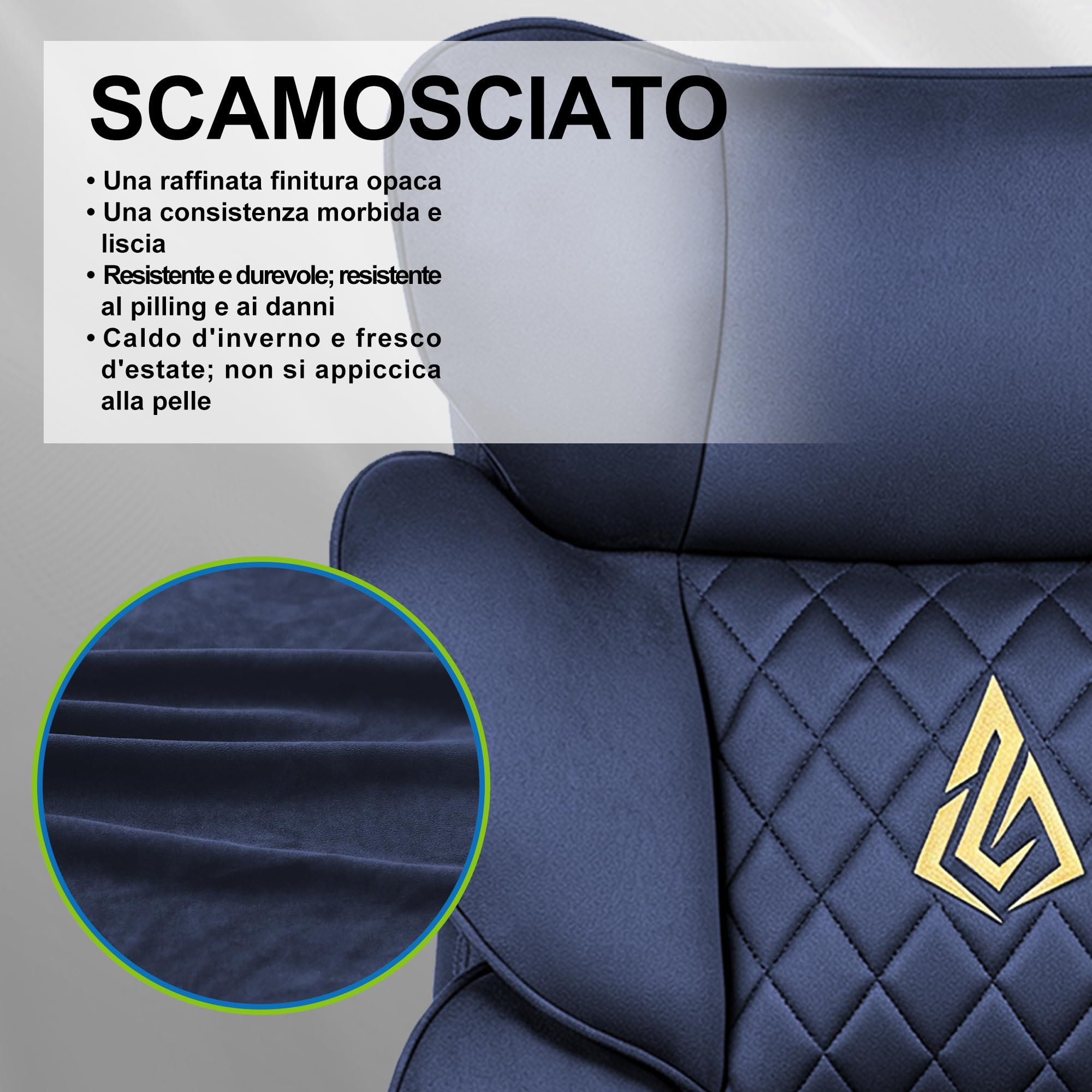 Andyou Sedia Gaming Ergonomica con Poggiapiedi – Ufficio Scrivania, Schienale Regolabile 90-155° senza scatti, Braccioli Collegati, Seduta Morbida a Molle, fino a 150 kg,Blu Scuro