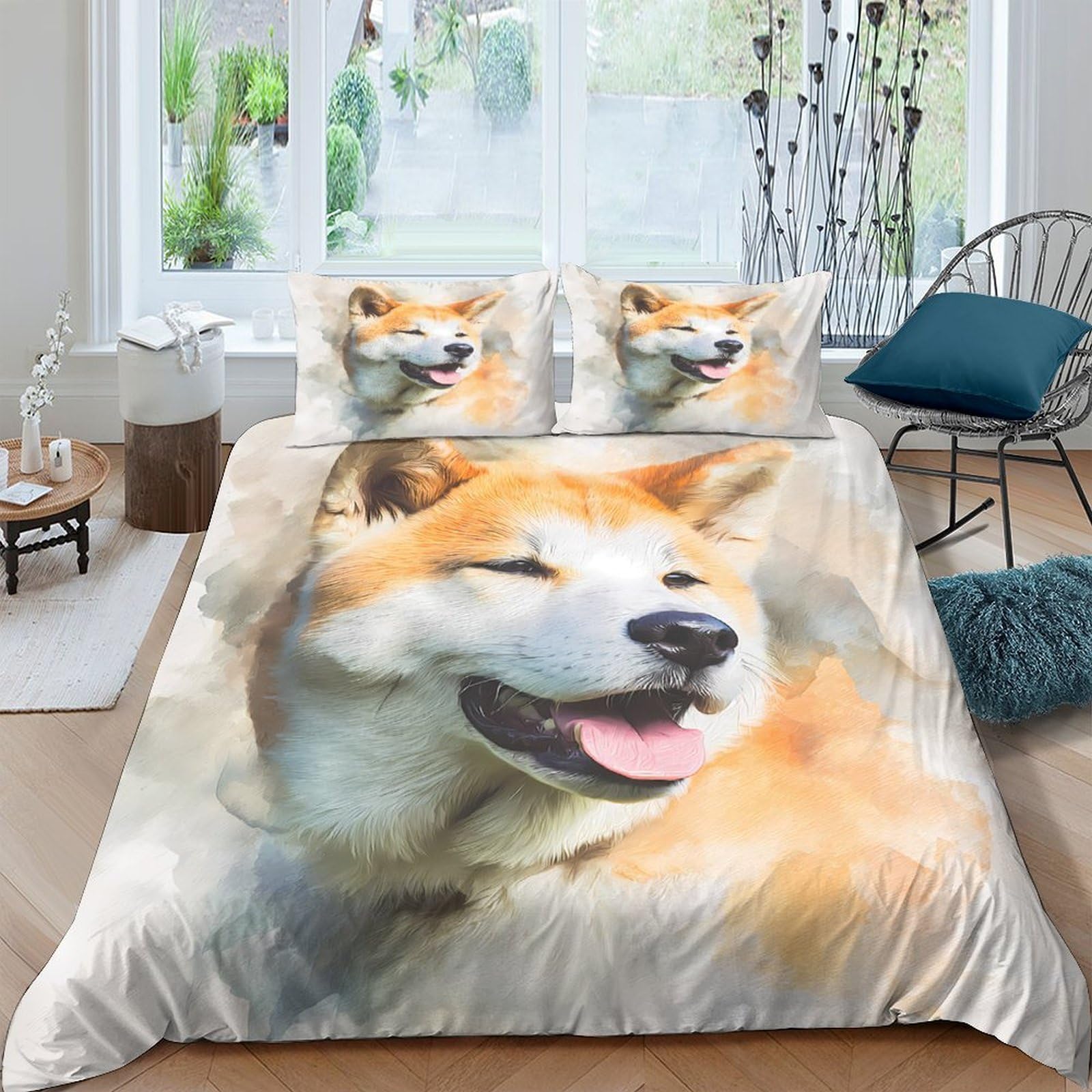 Ctjqhvkz Style-3 3D Printed Shiba Inu Dog Fitted Sheet Microfiber Soft Breathable Cartoon Animal Mattress Cover For Bedroom Dorm Decor Single（135X200cm）