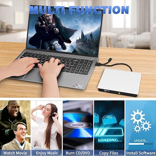 Miniatura 13 de Gotega Unidad de DVD externa, USB 3.0 portátil +/-RW, reproductor de DVD para grabadora de CD ROM compatible con computadora portátil de escritorio