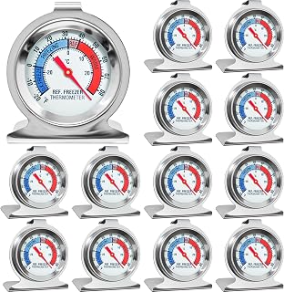 ATZNZIK 12-Pack Stainless Steel Fridge Freezer Thermometers Large 2" Dual-Scale Dial -30~30°C/-20~80°F Accurate Durable