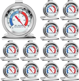 12 Pack Refrigerator Freezer Thermometer Large Dial Fridge Thermometer with Dual-Scale -30~30°C/-20~80°F for Freezer Refrigerator Cooler
