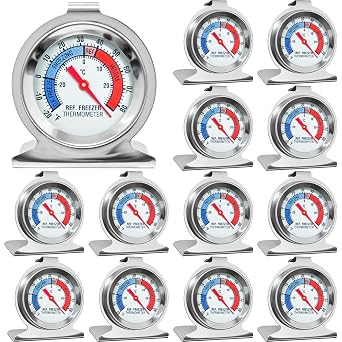 12 Pack Refrigerator Freezer Thermometer Large Dial Fridge Thermometer with Dual-Scale -30~30C/-20~80F for Freezer Refrigerator Cooler