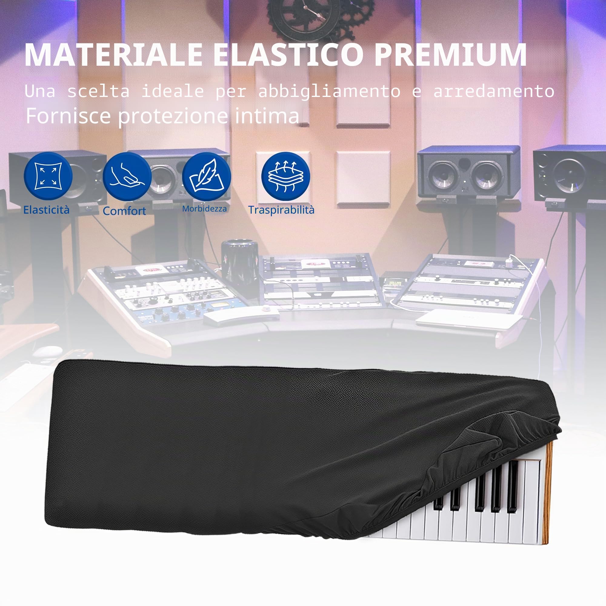 Musiin Copertura antipolvere per tastiera pianoforte a 61 tasti, compatibile con Novation LAUNCHKEY 61 MK4, Roland 61K, 61P, Arturia KeyLab 61 Mk3, Mk2, 61 Essential Mk3, design con protezione