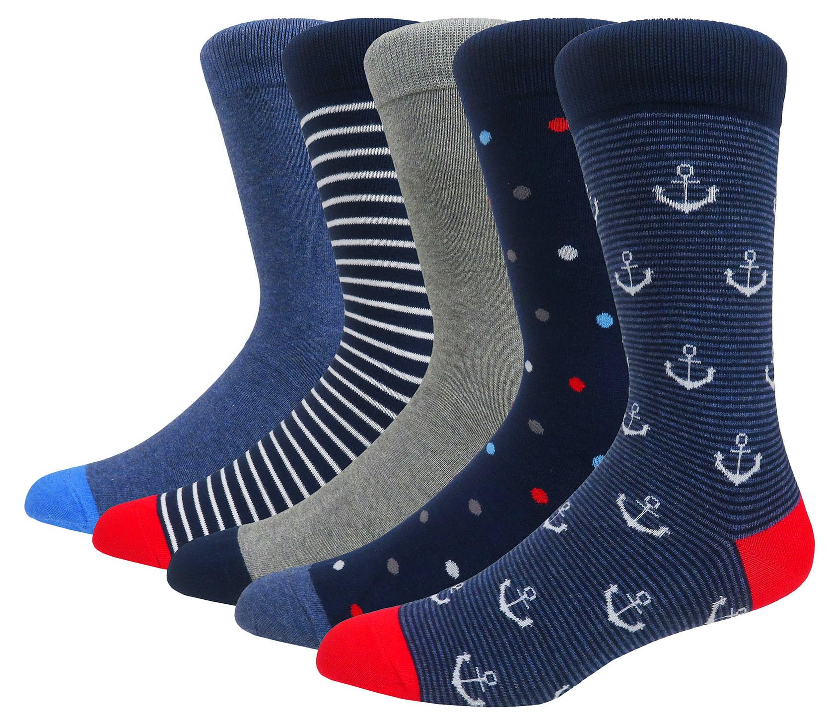 Hiwear Men's Stripe7-5 Pack Socks- Colorful Funky Novelty Design Rich Cotton, Comfort Dress Calf Socks Multipack (Uk, Alpha, One Size, Regular, Regular, )