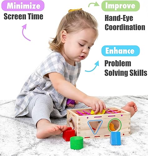 Miniatura 3 de Pidoko Kids Juguetes para clasificar formas para niños pequeños de 1 a 3 años  Juguetes Montessori para niños y niñas  Desarrollo de aprendizaje