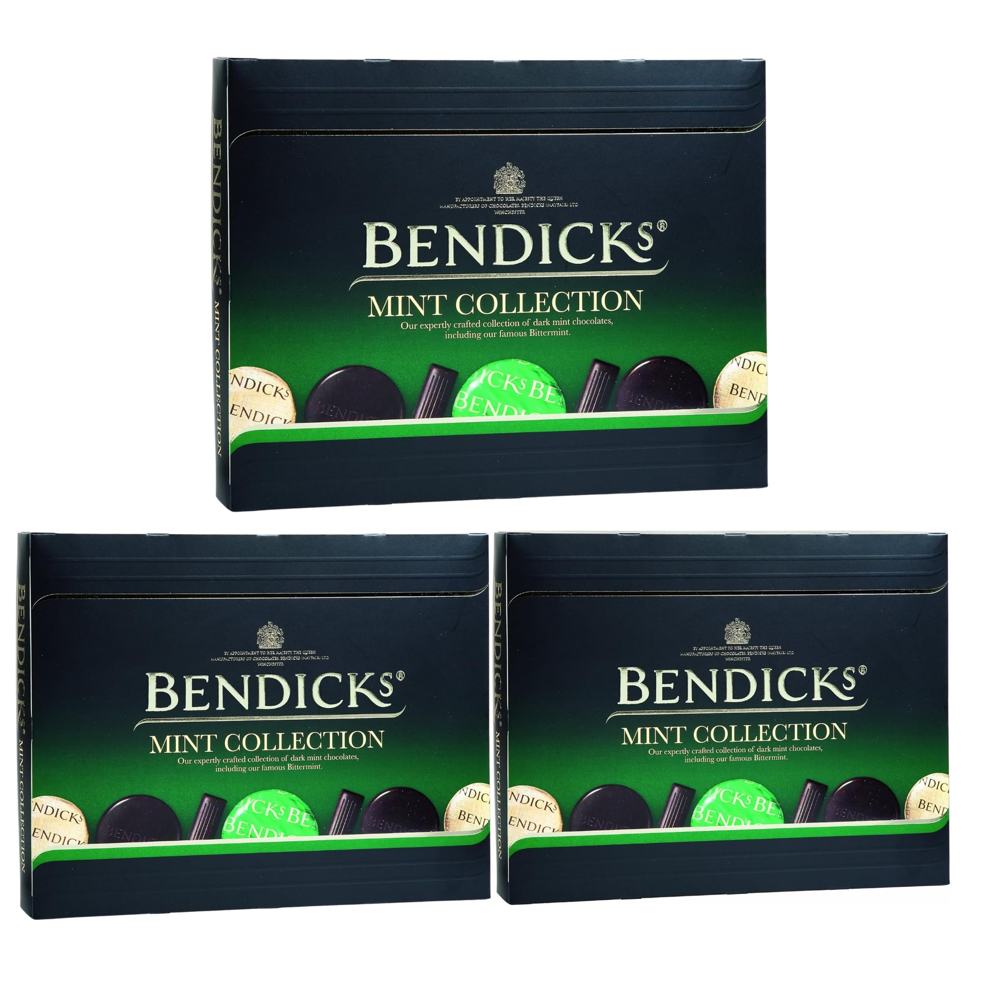 Bendicks Mint Fondants Box Dark Chocolates with Soft Peppermint Fondant Centre – Vegan Friendly Chocolate Gift – Perfect for Christmas, Birthdays, After Dinner or Gifting Occasions (Pack 3 200g)