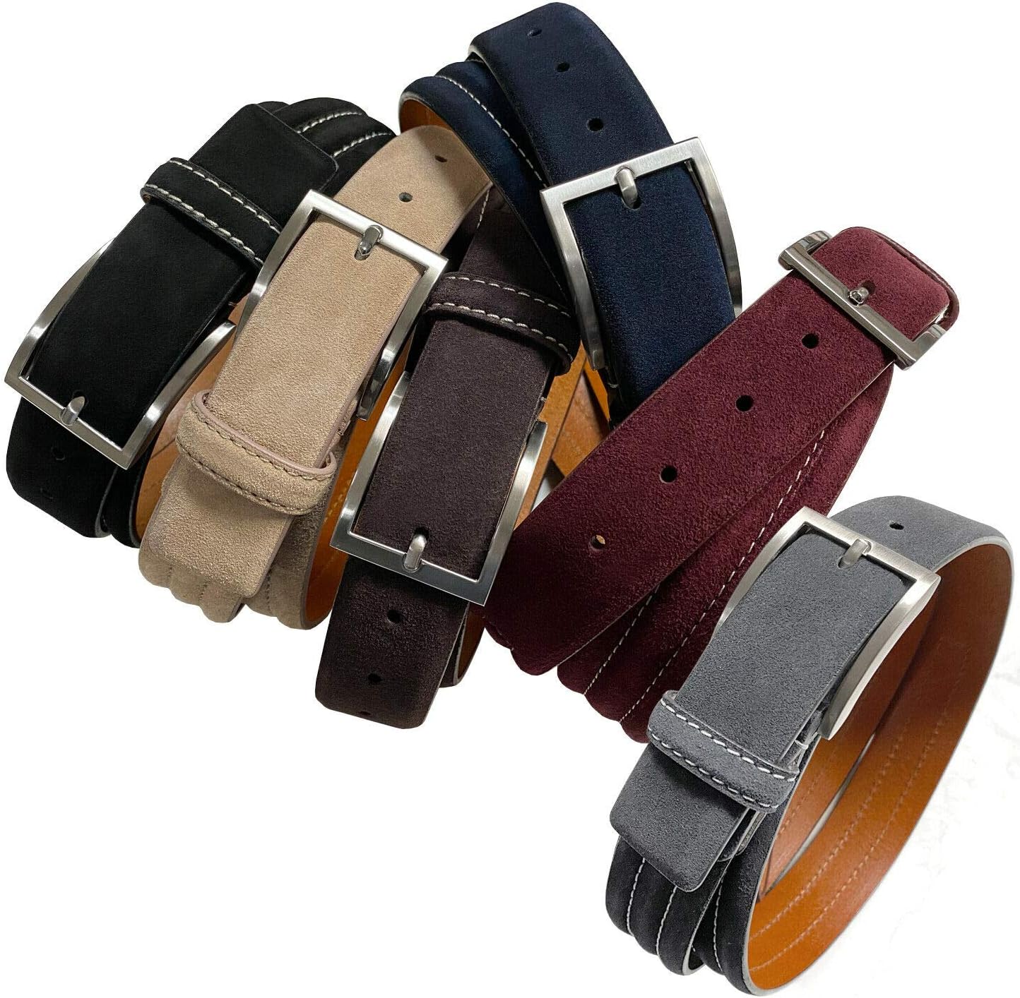Men's Belt Suede Full Leather Belt Casual Dress Leather Belt 1-3/8"(35mm) Wide, Multi-Style Options - Image 2