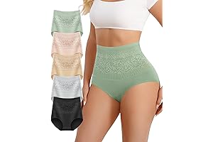 Women's High Waisted Cotton Underwear 5 Pack: Postpartum Tummy Control and Support