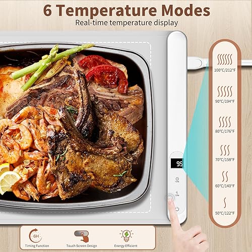 Miniatura 2 de Ugrade - Tapete de calentamiento de superficie completa de grafeno, calentamiento rápido de 500 W, temperatura ajustable, silicona de grado