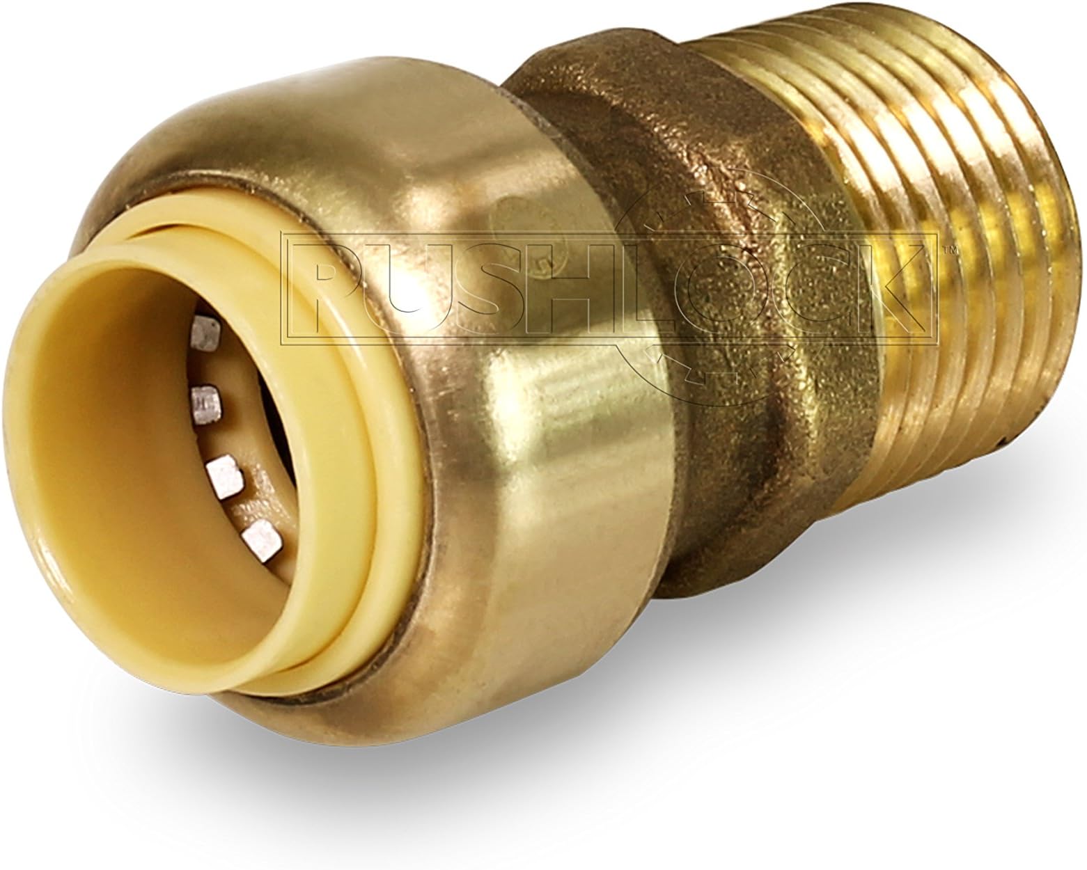 Pushlock UPMC12 1/2 Inch Long Push X Male Adapter for Push-Fit Fittings, Brass, Connects PEX, CPVC and Copper,