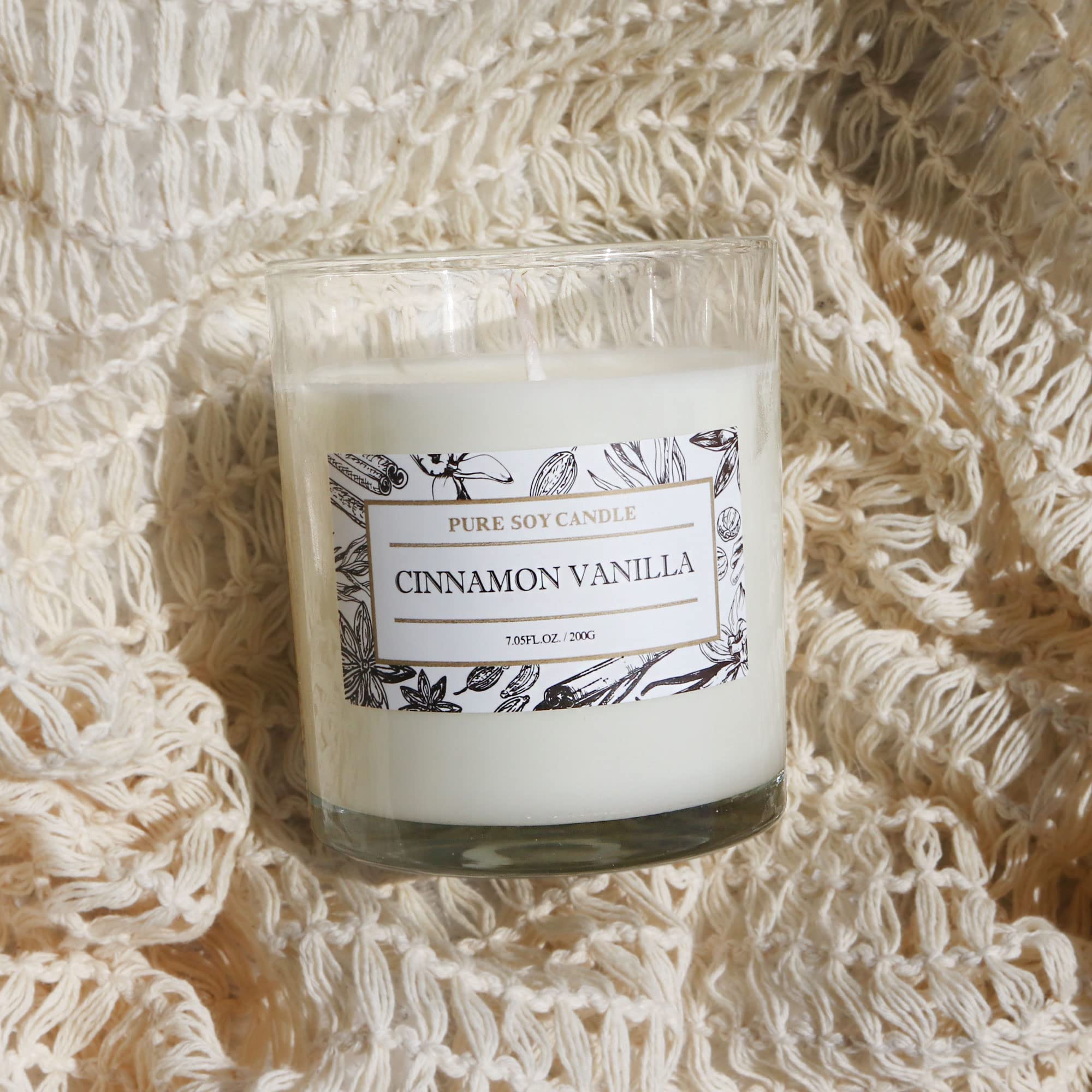 Aronica Velas de otoño no tóxicas de soja, canela y vainilla, aroma a canela, vela de vainilla especiada natural
