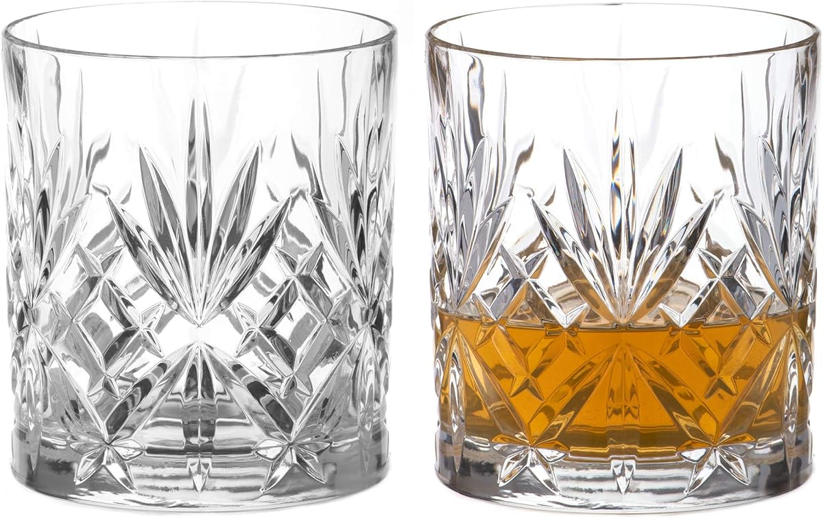 DIAMANTE Chatsworth Whisky Tumblers - Premium Lead Free Crystal - Set of 2