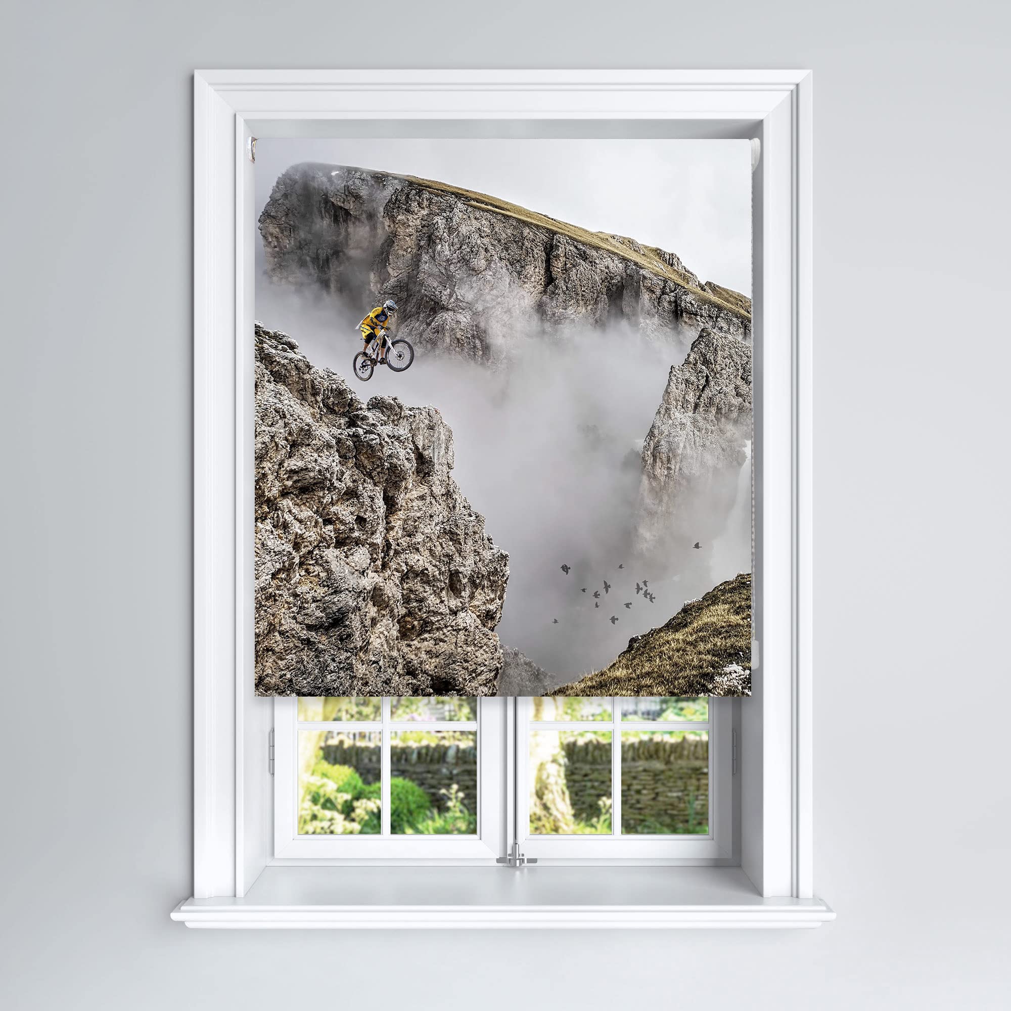 Lister Cartwright Mountain Bike Scenic Photographic Blackout Roller Blind - (120 X 140 Cm) Printed Colourful Roller Blind Easy Fit Window Blind With Child Safety - Bedroom Bathroom Kitchen