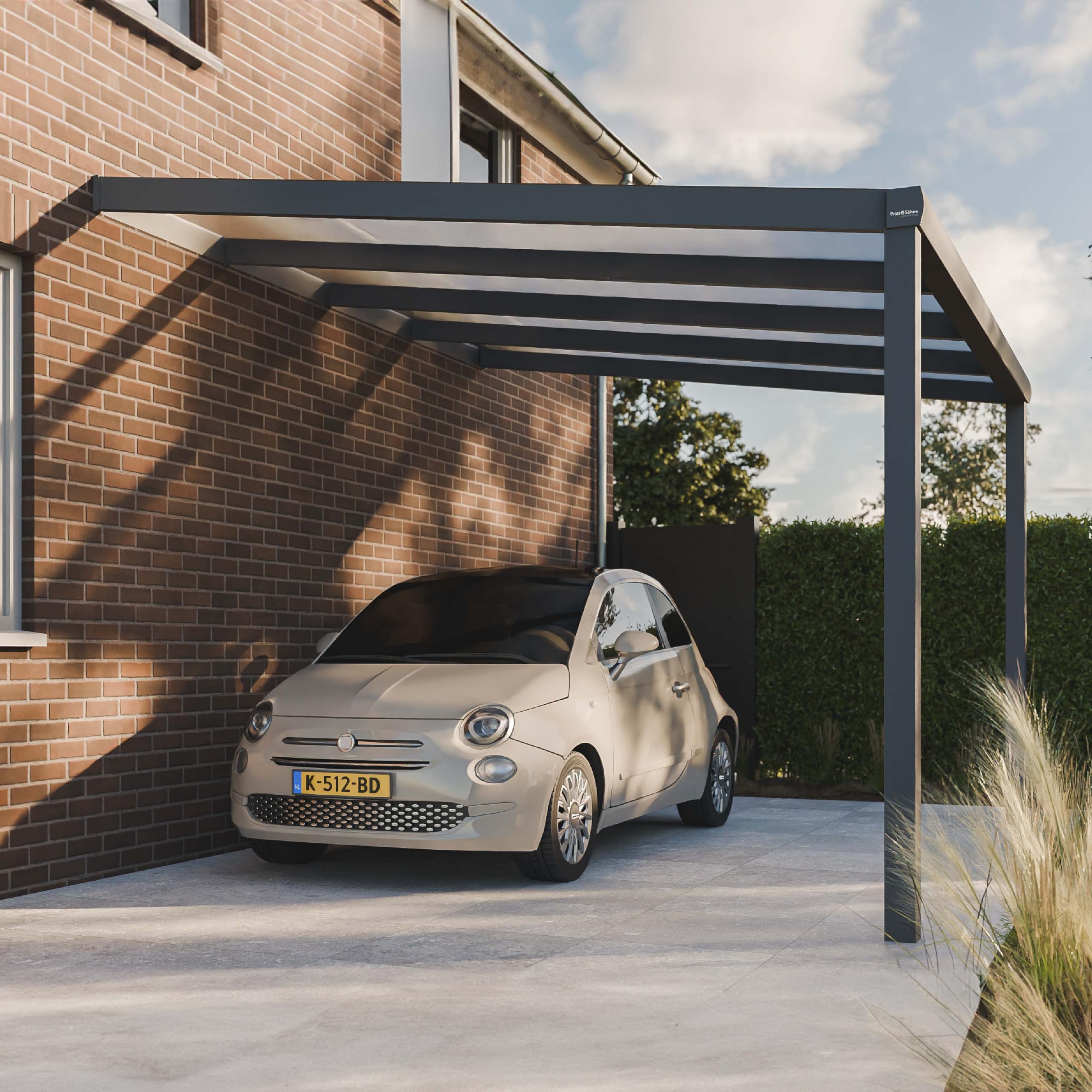 Pratt & Söhne Carport aus Aluminium 406 x 357 x 285 cm - Autoüberdachung inkl. Hohlkammerplatten - Garage Unterstand Terrassenüberdachung - Pergola Veranda - Anthrazit