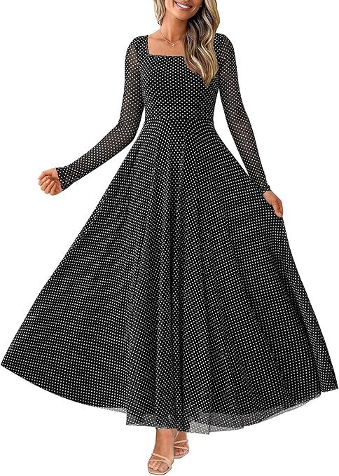 BTFBM Women Maxi Dress Fall 2025 Fashion Elegant Long Sleeve Square Neck Floral Print Party Club Wedding Guest Dresses