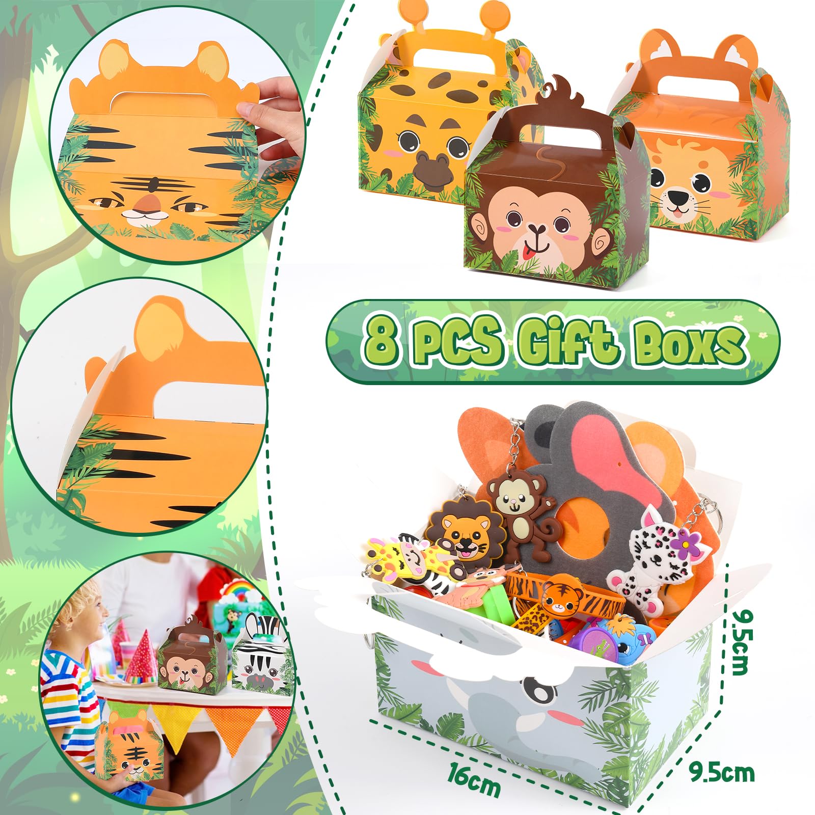 Set Regalo Baby Shower 30 Pezzi – Portachiavi Animali, Sacchetti Organza E Tag Di Ringraziamento