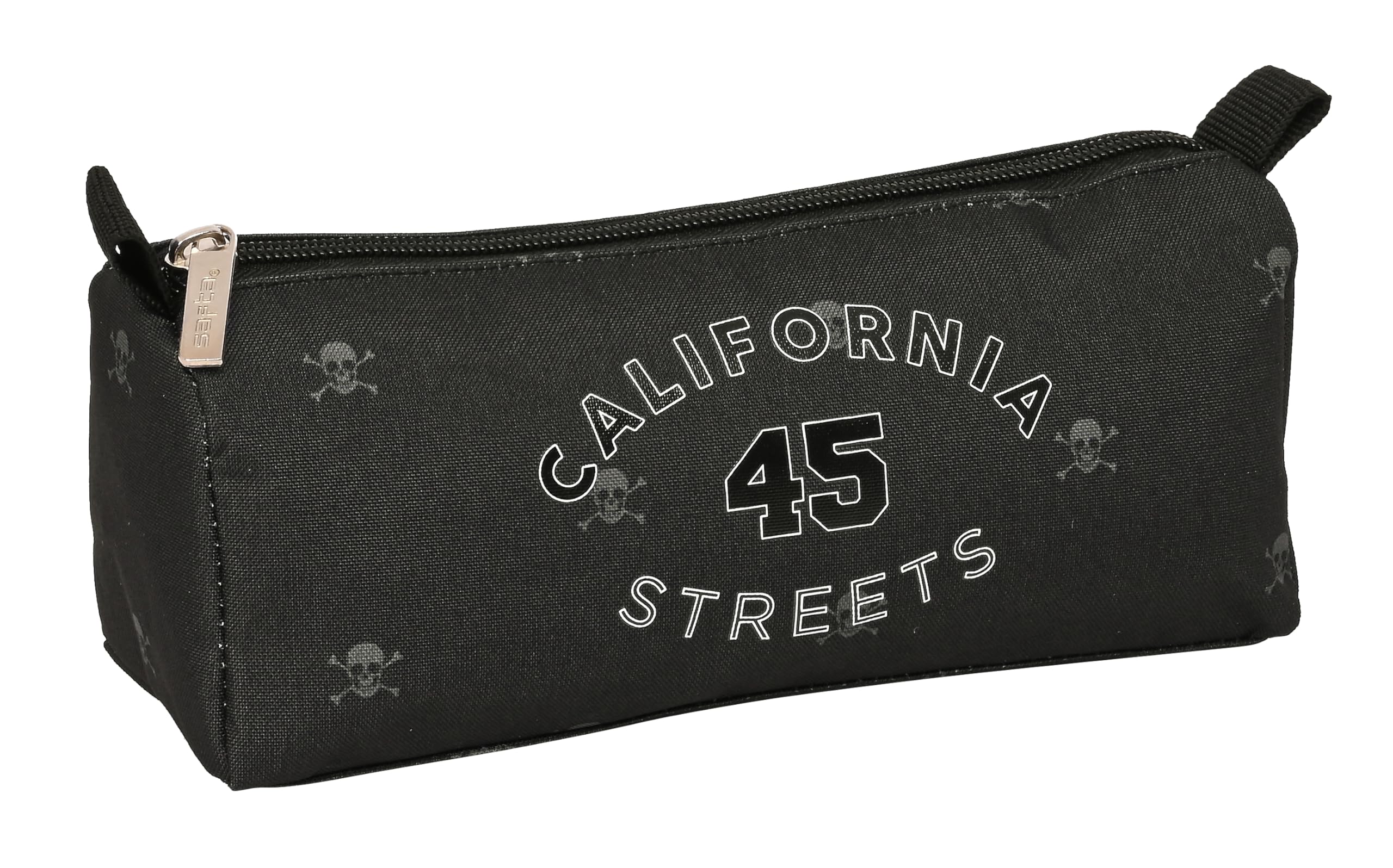 Safta California – Pencil Case with Zip and Compartment, Children's Pencil Case, Child, Ideal for School-Age Children, Comfortable and Versatile, Quality and Resistance, 21 x 7 x 8 cm, Black,