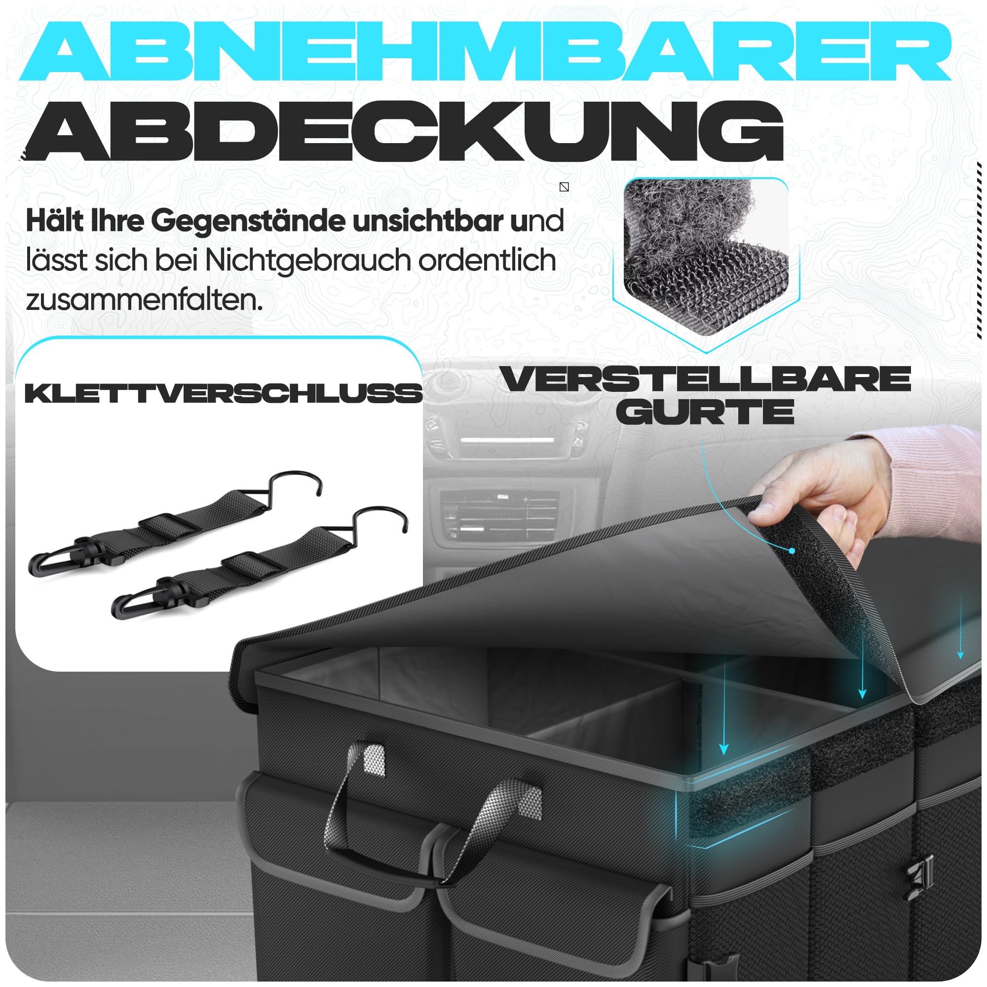 Organiseur De Coffre Pliable Avec Couvercle – Rangement Antidérapant Pour Tous Les Véhicules, Facile à Transporter