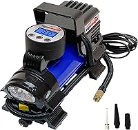 EPAuto 12V Digital Tire Inflator Air Compressor Pump - Portable Car SUV Bike Inflator with Auto Shut-Off, LED Light & Adapters