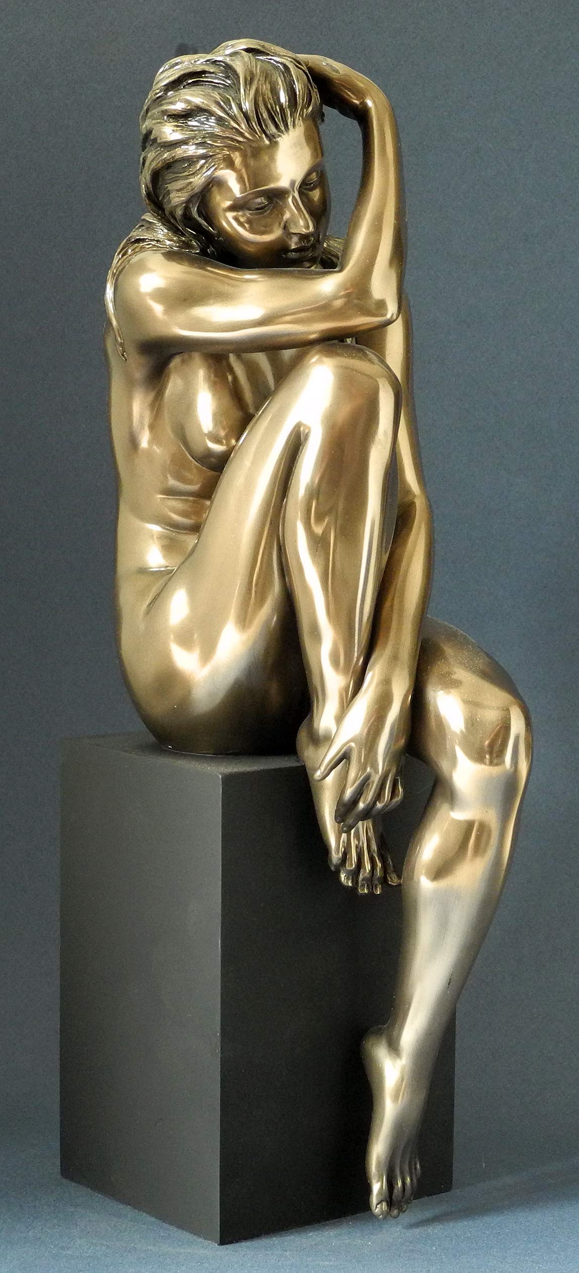 Body Talk Donna Lingua del corpo erotica seduta 36 cm Scultura decorativa Bronzata