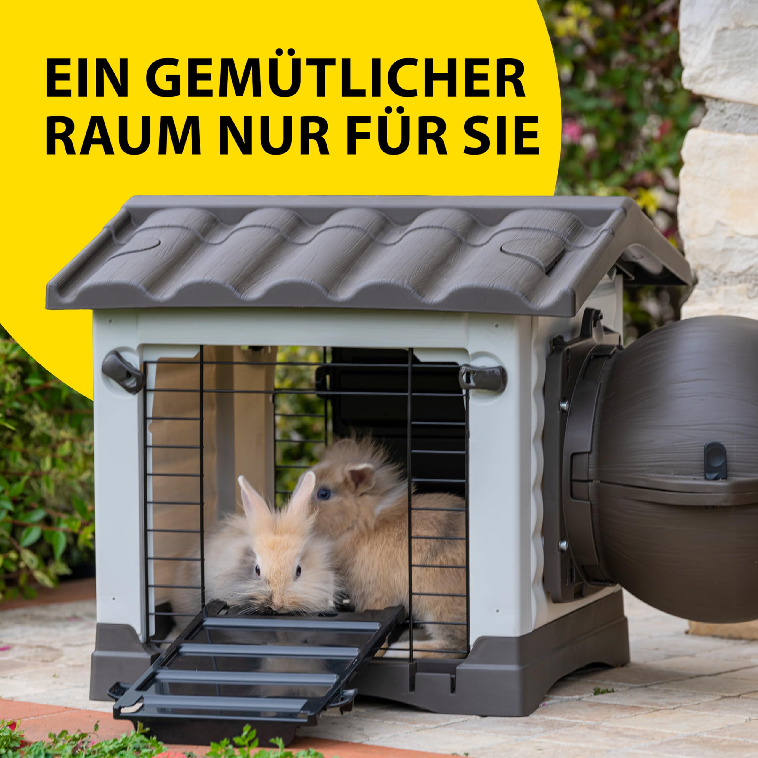 Ferplast Metro' Kaninchenhaus, verbindbar mit Tunneln für Zwergkaninchen, Frettchen und Meerschweinchen mit 2 Eingängen, abnehmbarem Dach und ablaufendem Boden, 43 x 48 x 44 cm.