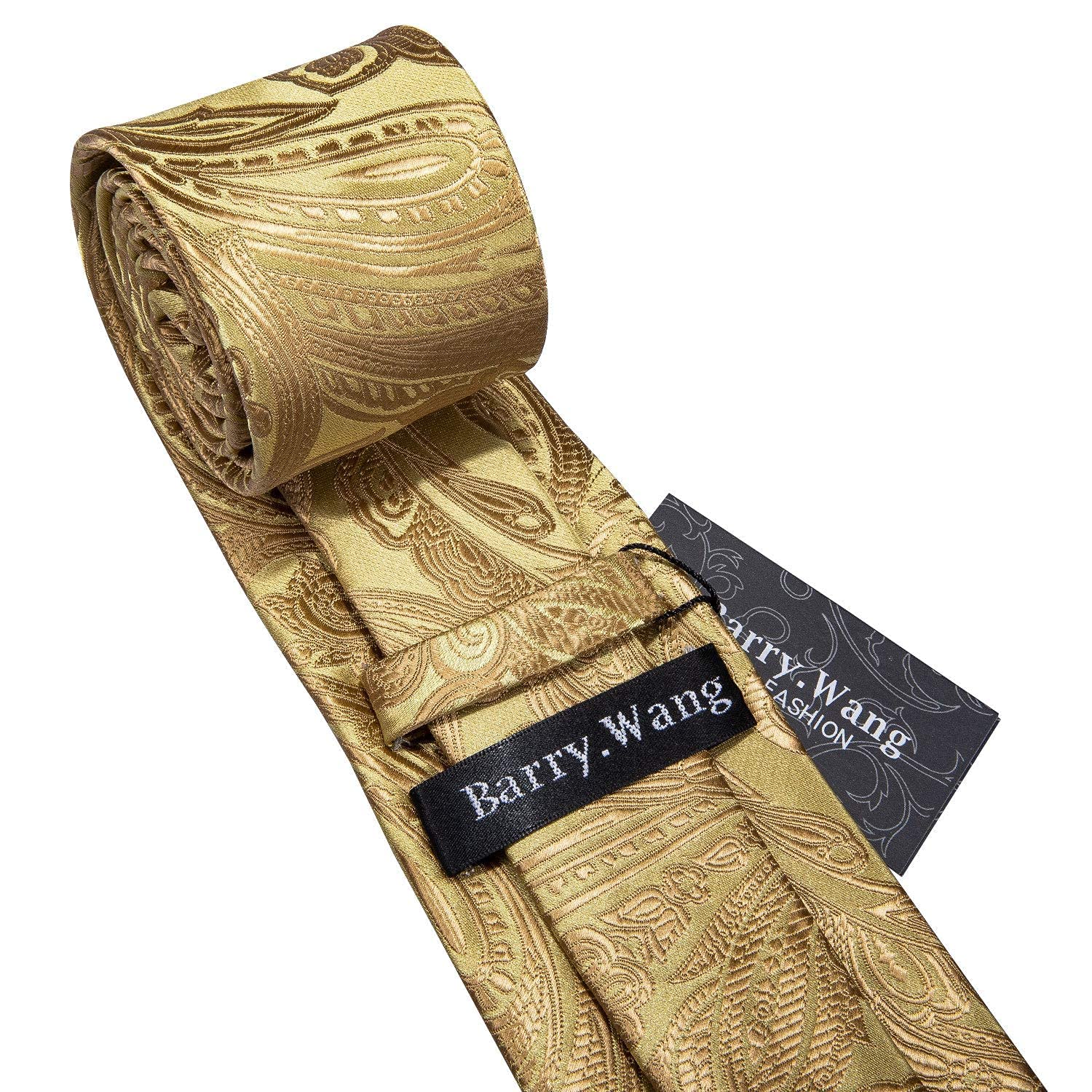 Barry.Wang - Kit composé de 3 pièces - Cravate en soie au motif Paisley - Pochette et boutons de manchette