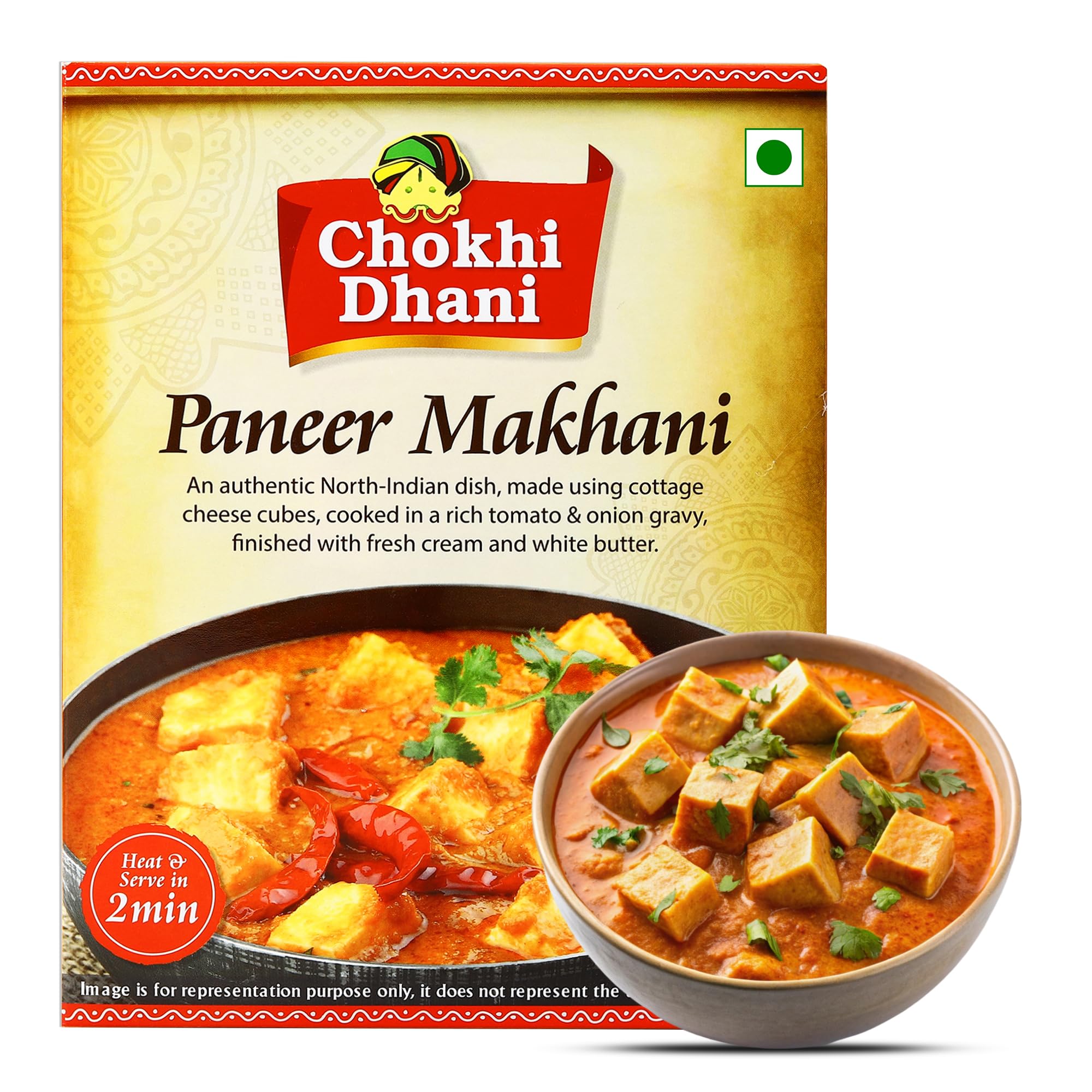 Chokhi Dhani Paneer Makhani | Ready to Eat Indian Food | Instant Heat & Eat Curry | Microwavable Premix | Creamy Tomato & Cottage Cheese Gravy | 300g Pack | ready to eat meals