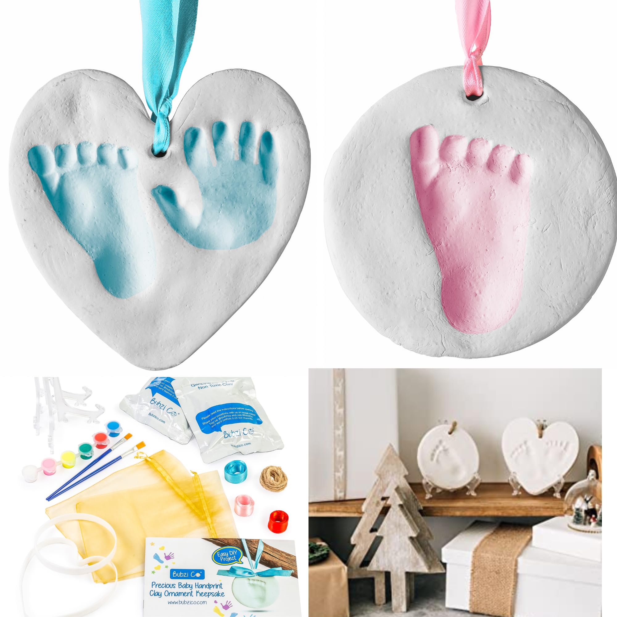Baby Handprint and Footprint Kit Ornament Makers for Baby Girl Gifts & Baby Boy Gifts, Unique, Memory Art Personalized Baby Gifts for Baby Registry, Keepsake Box Nursery Decor
