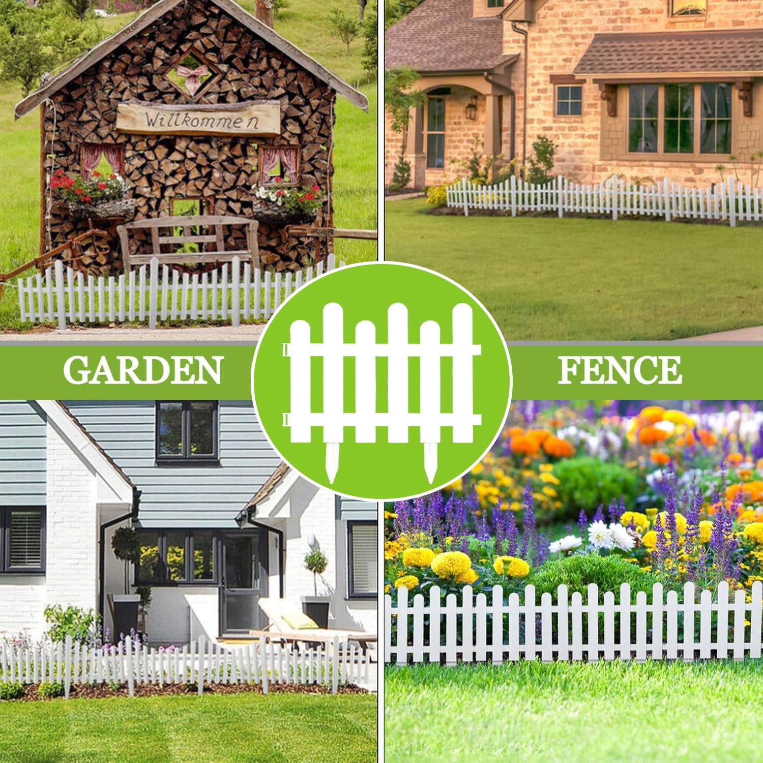 Nasmodo 8Pcs Garden Fence for Outdoor 400x53cm Plant Partition Fence for Balcony Picket Self Standing Fence for Outdoors Decorative Fence Garden Border Edging for Plants (White) - Image 5 thumbnail