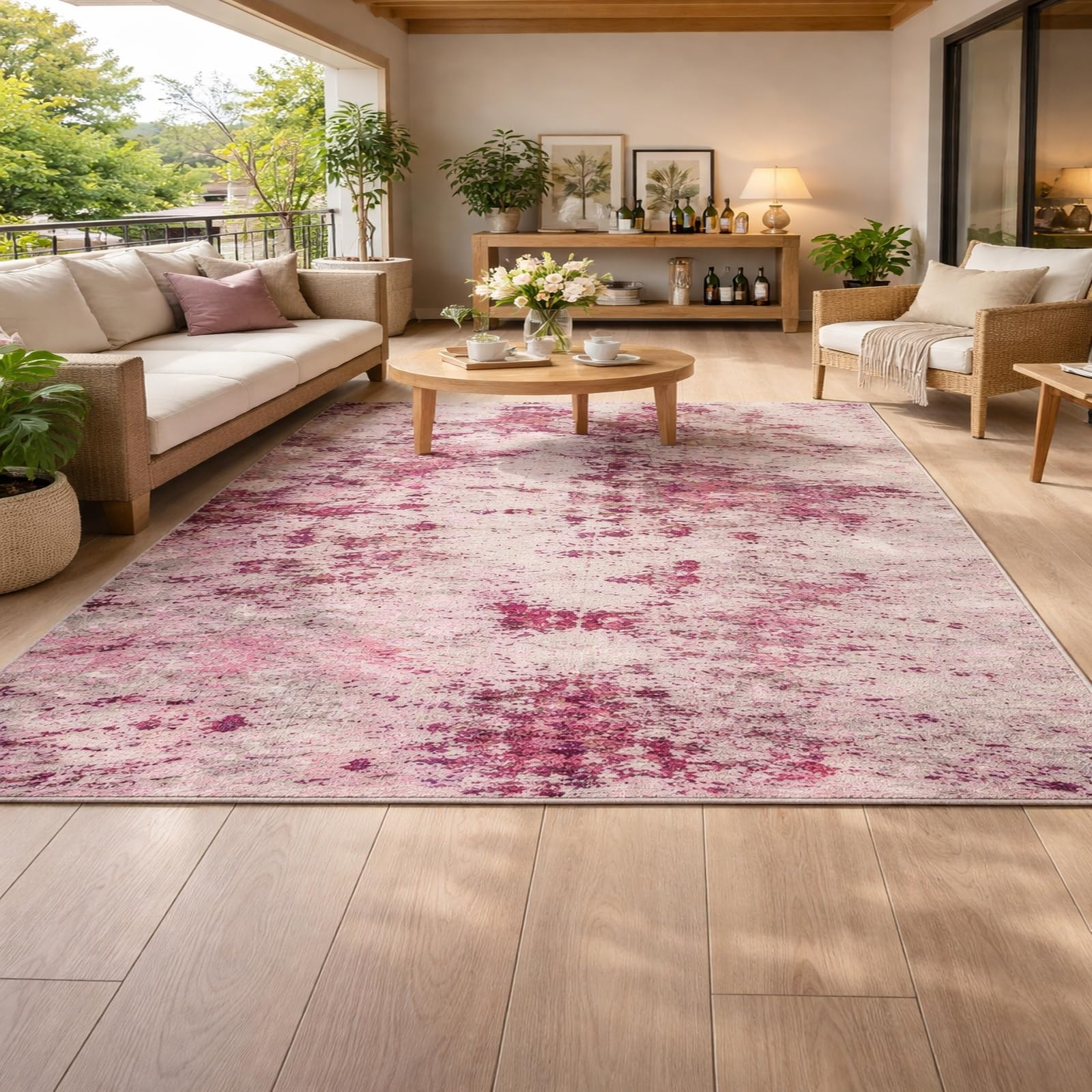Alfombra para sala de estar Rururug gris de pelo corto lavable 160 x 200 cm