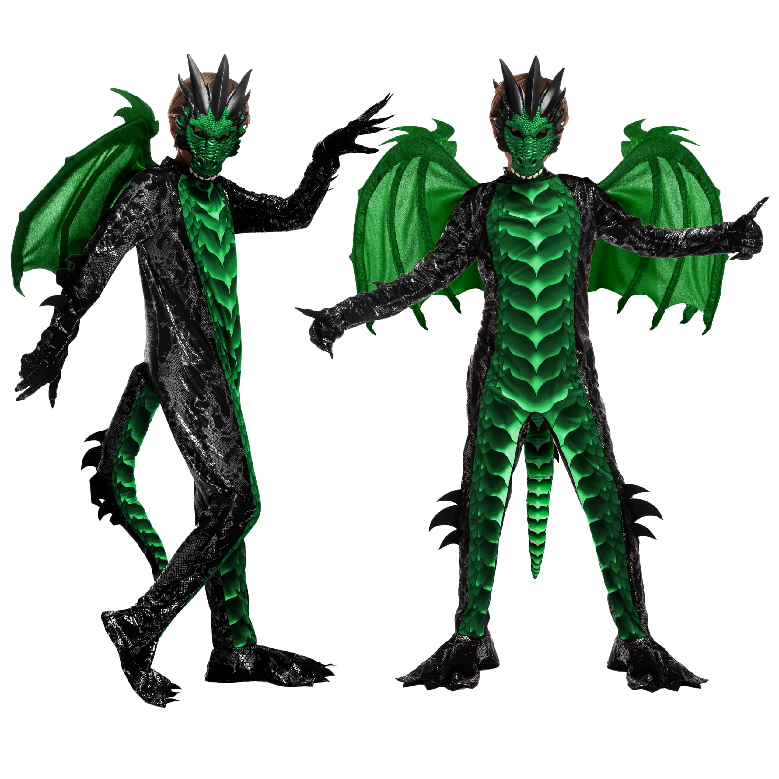 Spooktacular Creations Costume da drago per bambini, ali di drago e maschera per Halloween Party Cosplay