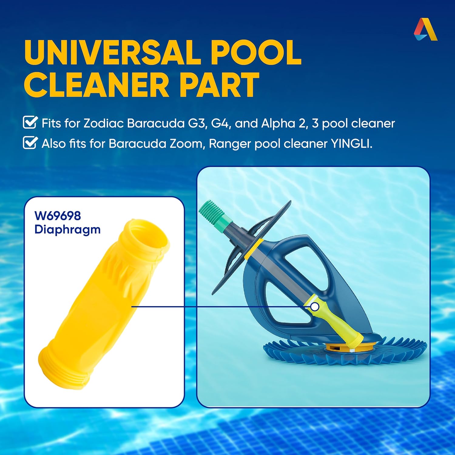 【Upgraded 2026】 Pool Cleaner Long Life Diaphragm W69698 with Retaining Ring W81600 Compatible with Zodiac G3, G3 PRO, G4 Alpha 2 3 Pool Cleaner Diaphragm W69698 Replaces W81701 W81700 W81600 - PO4
