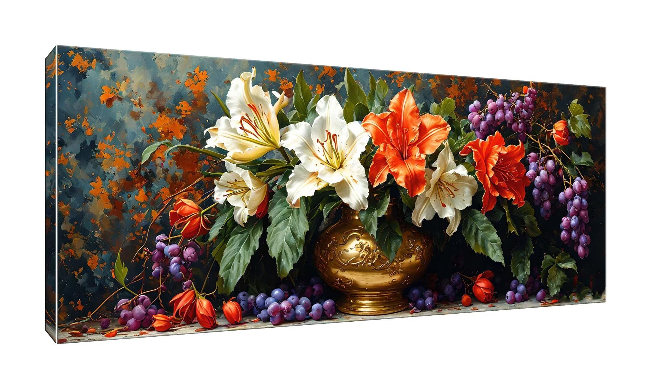 Malen Nach Zahlen Erwachsene xxl, Paint by Numbers Malen Nach Zahlen Blumen Vase, DIY Geschenk Art mit Pinseln und Acrylfarben Handgemalt Ölgemälde Leinwand für Home Décor, Ohne Rahmen 80x160cm W-849