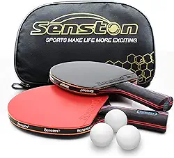 Senston Conjunto de 2 raquetes de tênis de mesa profissionais para tênis de mesa avançado, raquete de tênis de mesa com estojo de transporte..