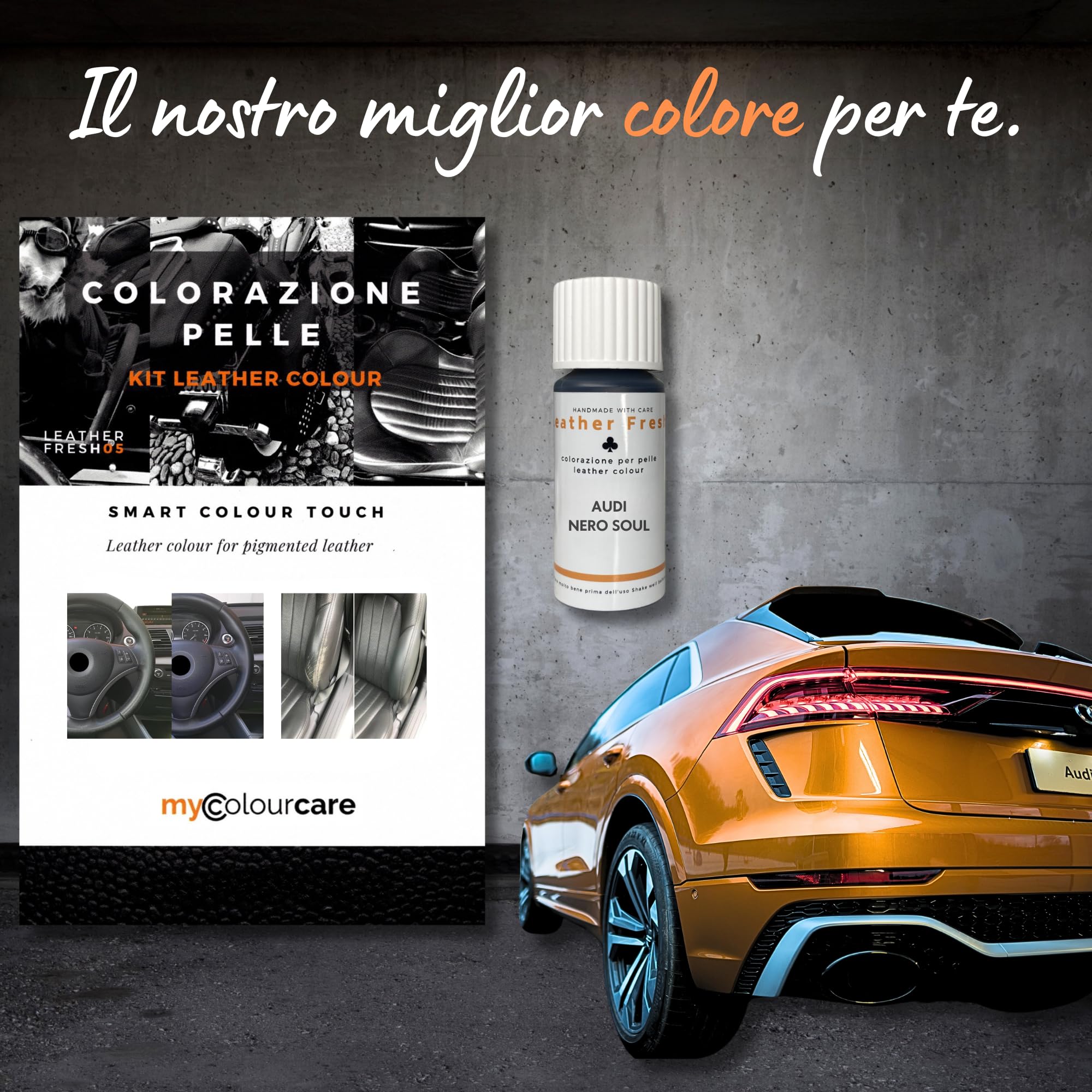 Kit de réparation pour dossier de siège en cuir pour Audi gamme S, couleur noir Soul, pour retouches de rayures et éraflures, pour volant et coloration intérieure, accoudoir de voiture 80 ml sedili