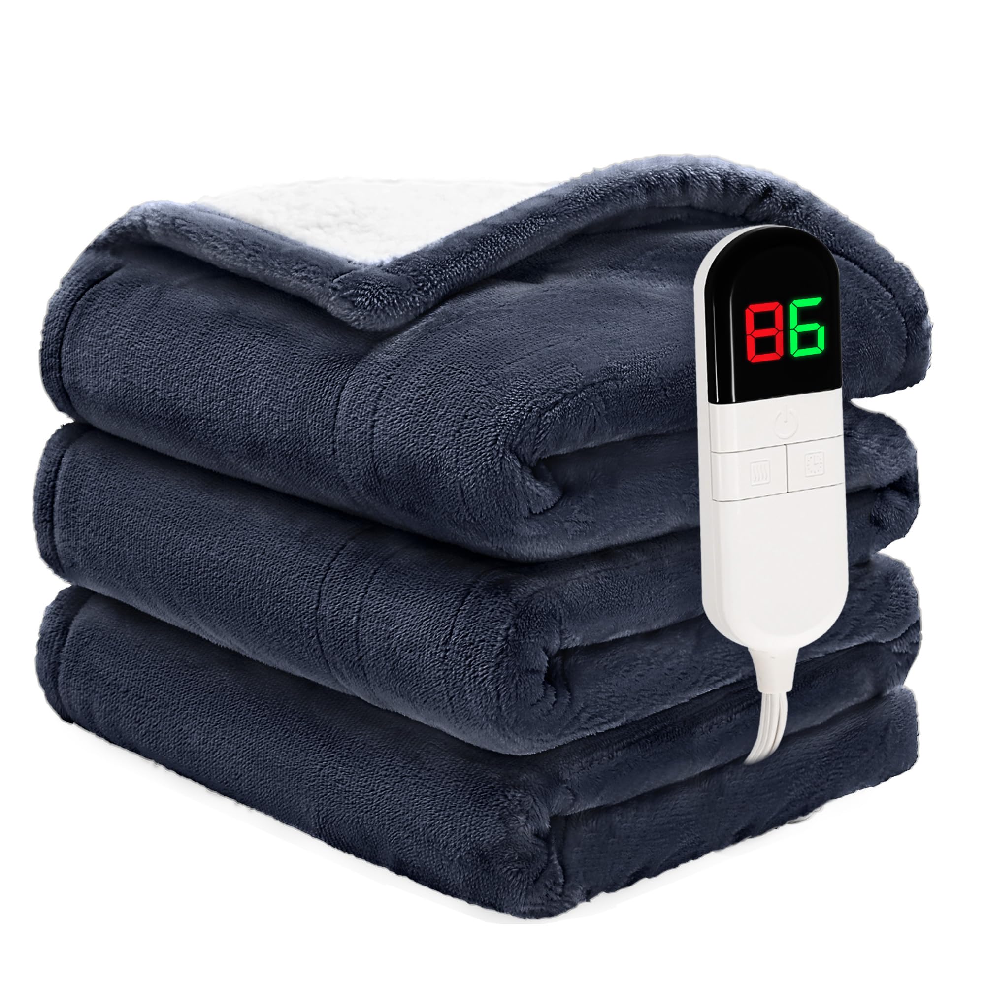 PTQ Flannel Sherpa Heated Throw