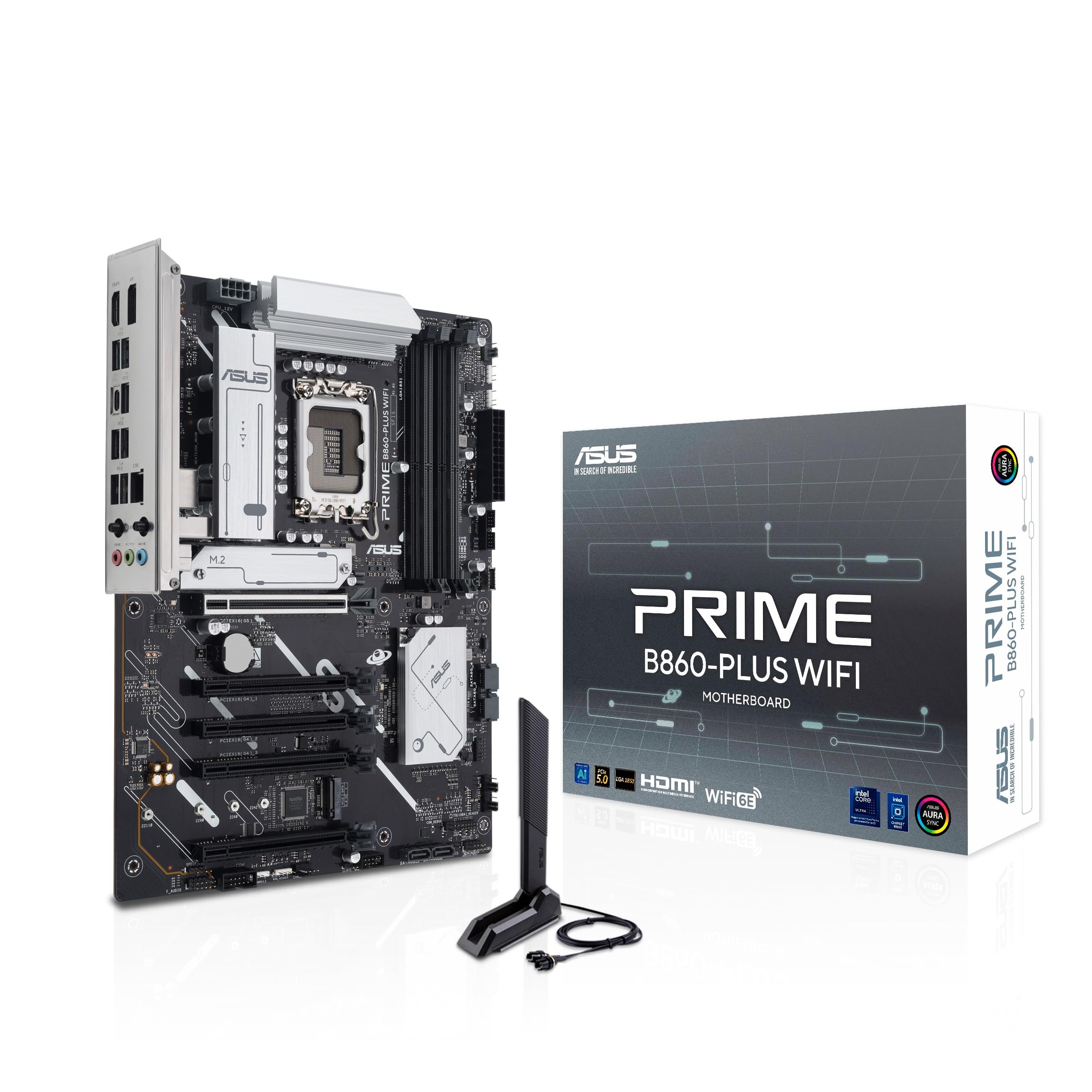 Asus Prime B860-PLUS Wifi, Scheda Madre Intel Atx, 8+1+1+1 Fasi Di Alimentazione, Slot DDR5, Pcie 5.0, 2 Slot M.2, Wifi 6E, Ethernet Realtek 2.5 Gb, Displayport, Hdmi, USB-C 20 Gbps, Nera-image