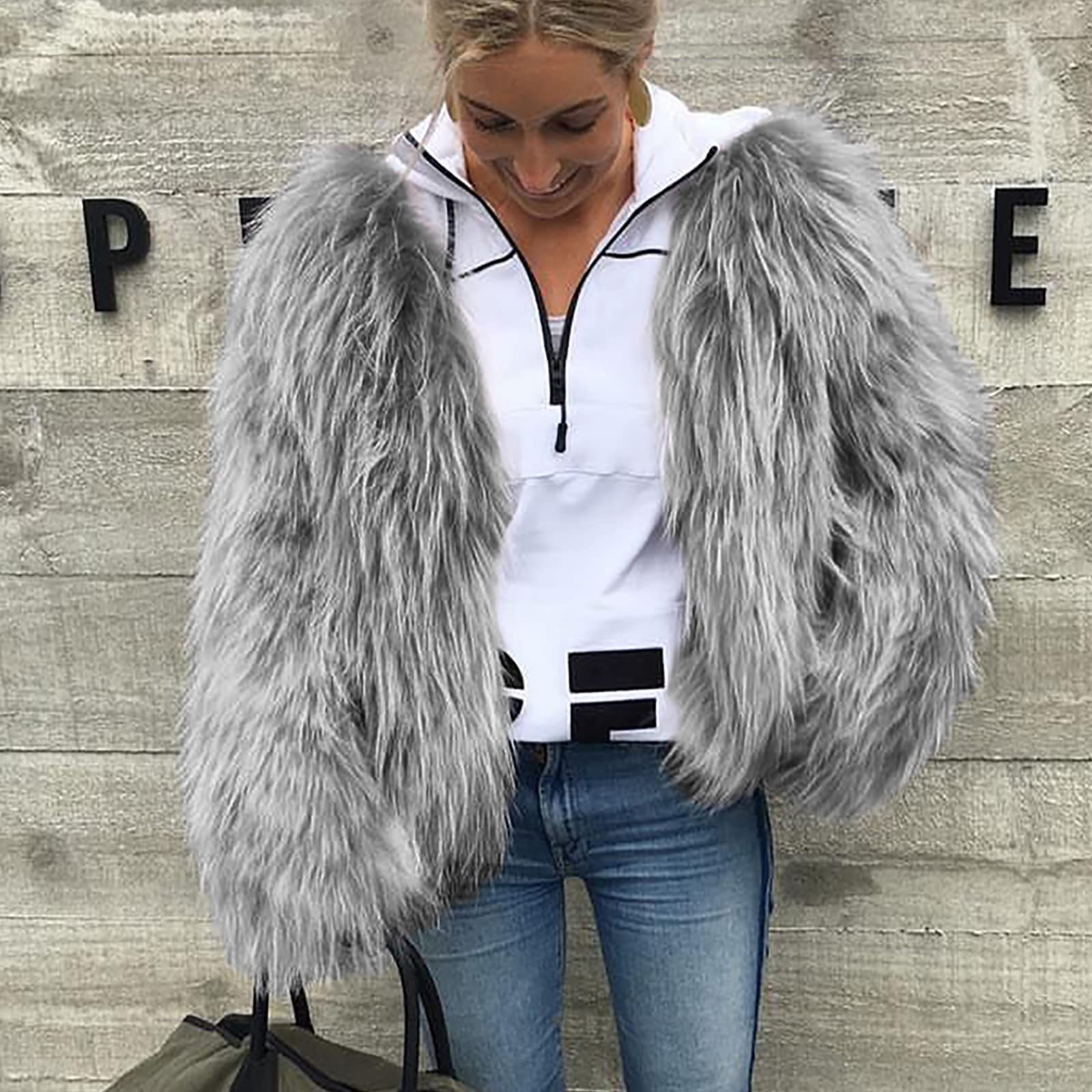 KHIRVWL Cappotto Pelliccia Invernale Donna Cappotto Pelliccia Sintetica Caldo Invernale a Maniche Lunghe Cappotto Pelliccia Sintetica Con Cappuccio Cappotto Pelliccia Sintetica Parker