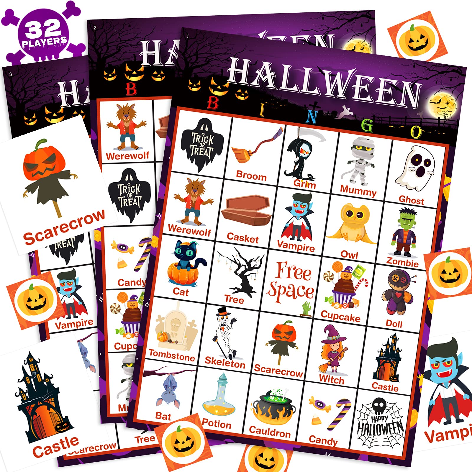 Buy KMUYSL Halloween Bingo Game Card For Kids Halloween Party Favor