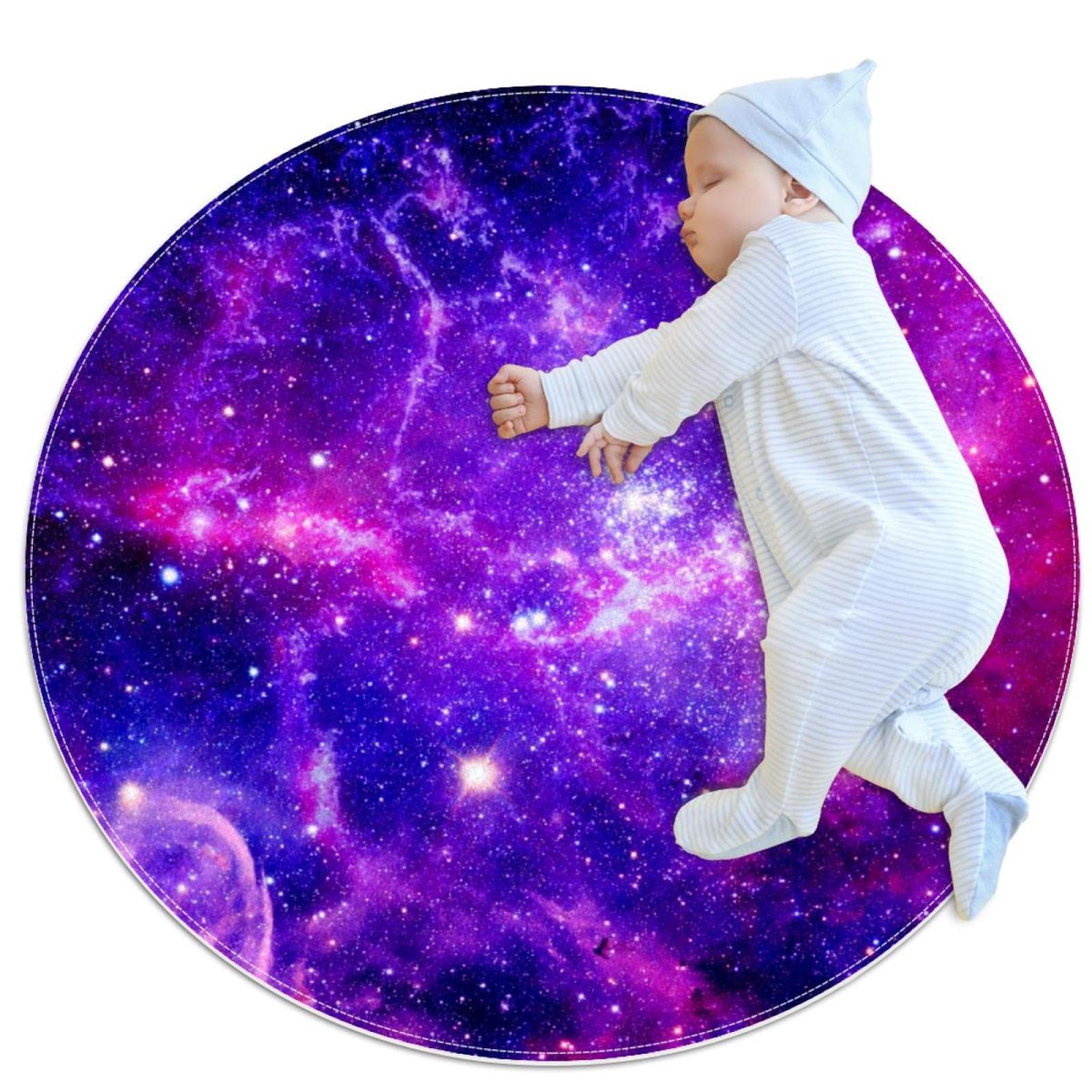 Tapis galaxie rond 100cm JDEZ grand ciel étoilé salon et chambre
