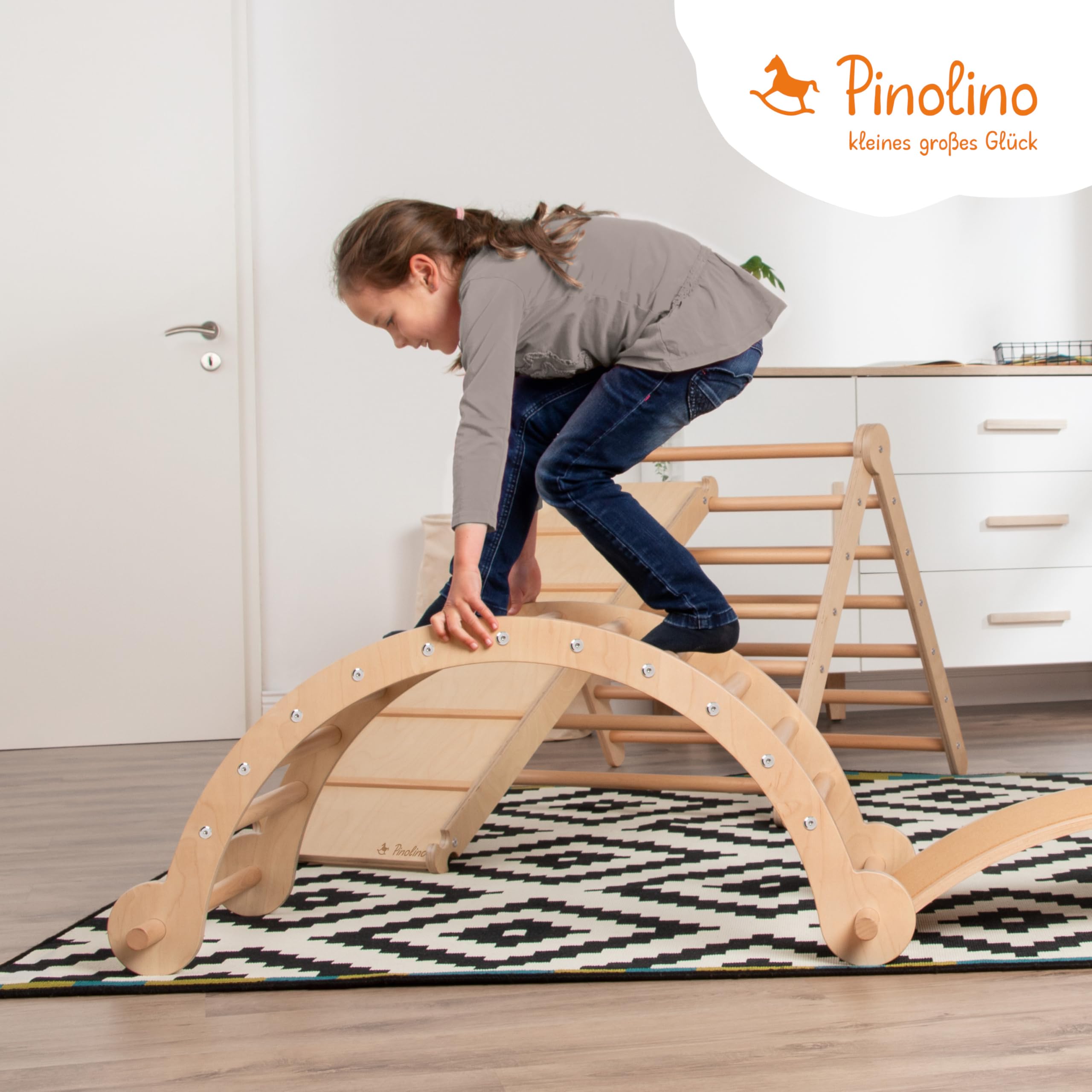 PINOLINO Kari Kletterbogen & Wippe, 2-in-1 Kinder Spielgerät, sicher & stabil, Für Kinder ab 2 Jahren, 104x60x46 cm, Belastbar bis 50kg