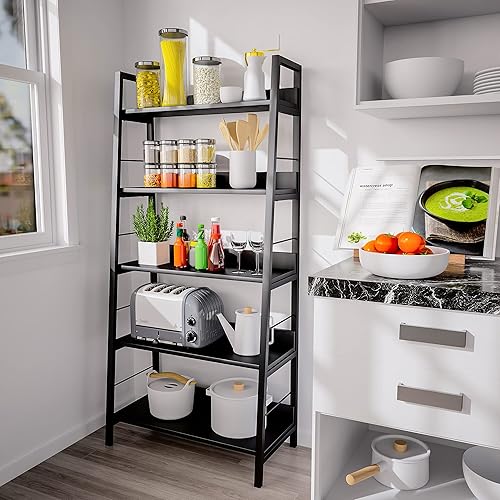 Miniatura 4 de Estantería industrial, estante de escalera grande de 5 niveles, estante de almacenamiento independiente, estantes inclinados para libros, soportes